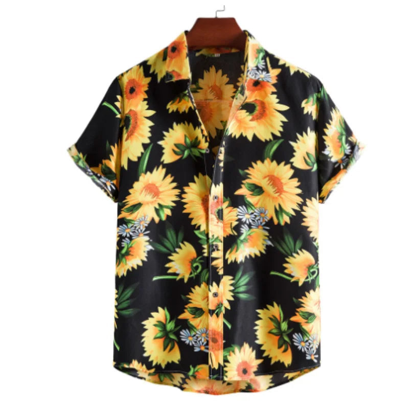 Lichtgewicht heren tropenhemd met bloemenprint, perfect voor vakanties, strand en zomerfeesten.