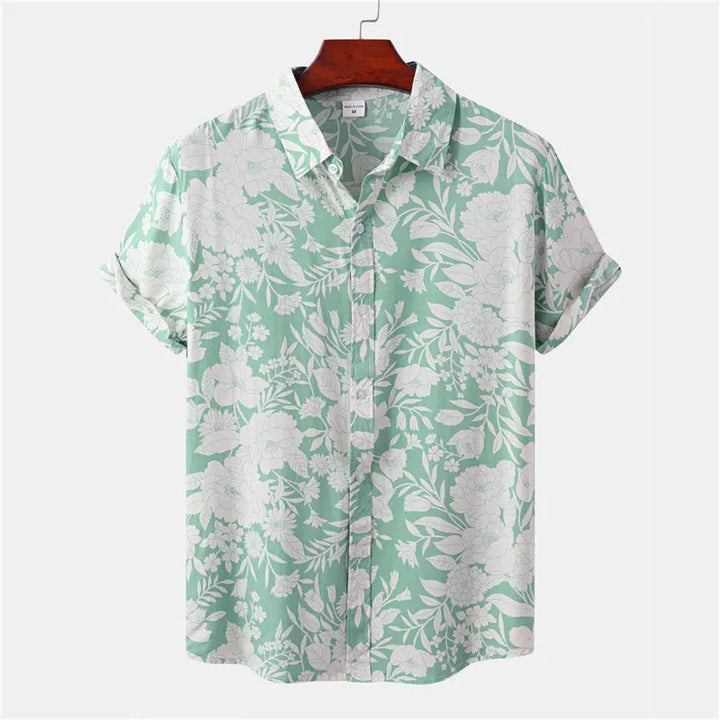 Comfortabel heren overhemd met gedetailleerde bloemenprint, perfect voor een relaxte zomermode.
