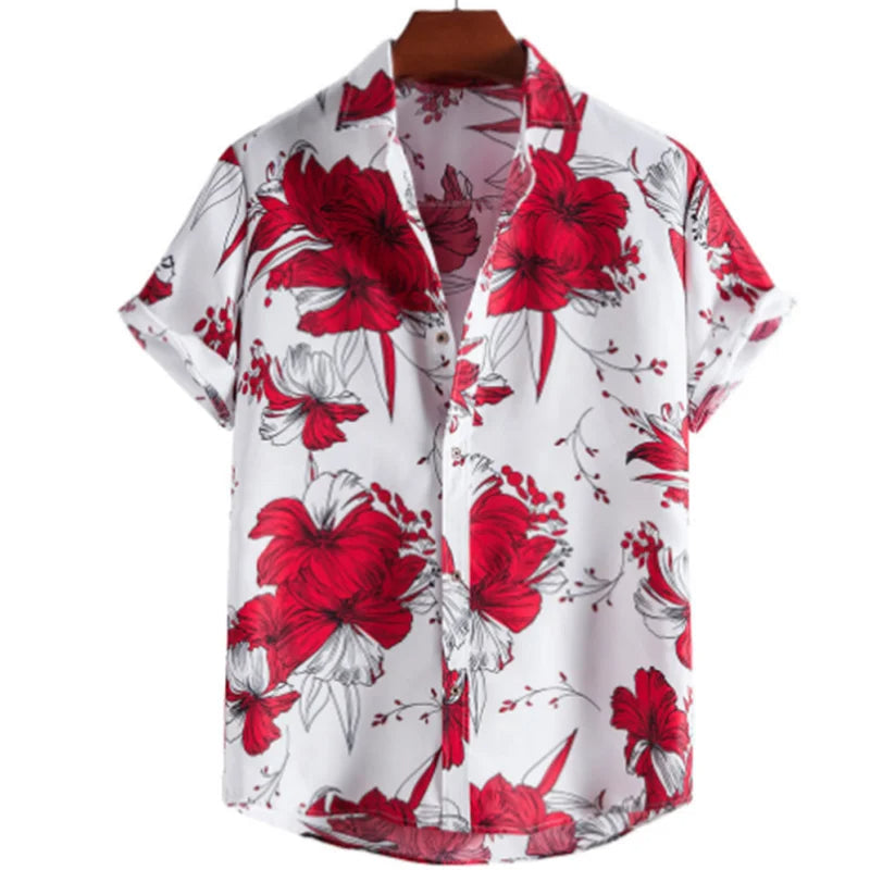 Zomerse herenkleding: stijlvol tropenhemd met vrolijke bloemenprint, licht en luchtig.