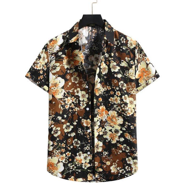 Fris herenhemd met korte mouwen en levendige bloemenprint, perfect voor een zonnige dag.