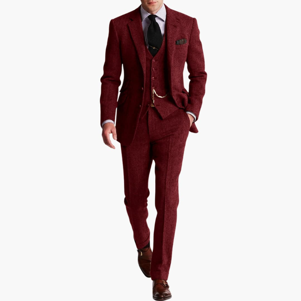Zakelijk heren tweed pak, ideaal voor professionele vergaderingen, kantoor of evenementen.