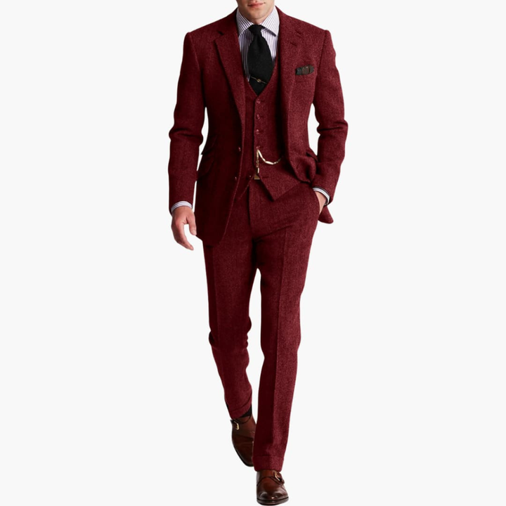 Zakelijk heren tweed pak, ideaal voor professionele vergaderingen, kantoor of evenementen.