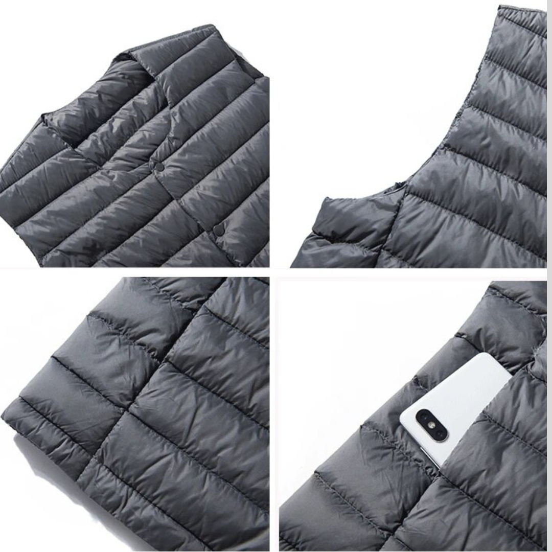Veelzijdige heren donsbodywarmer Laurent, ideaal voor reizen, outdoor avonturen of casual stijl.
