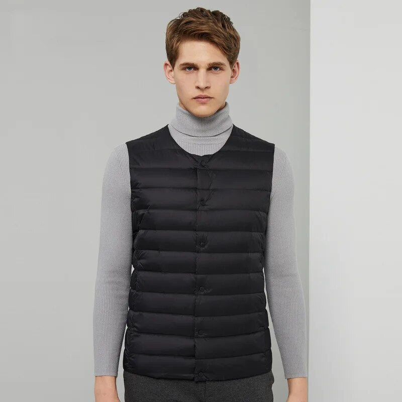 Lichtgewicht Laurent donsbodywarmer voor heren, een stijlvol en warm mouwloos jack voor buiten.