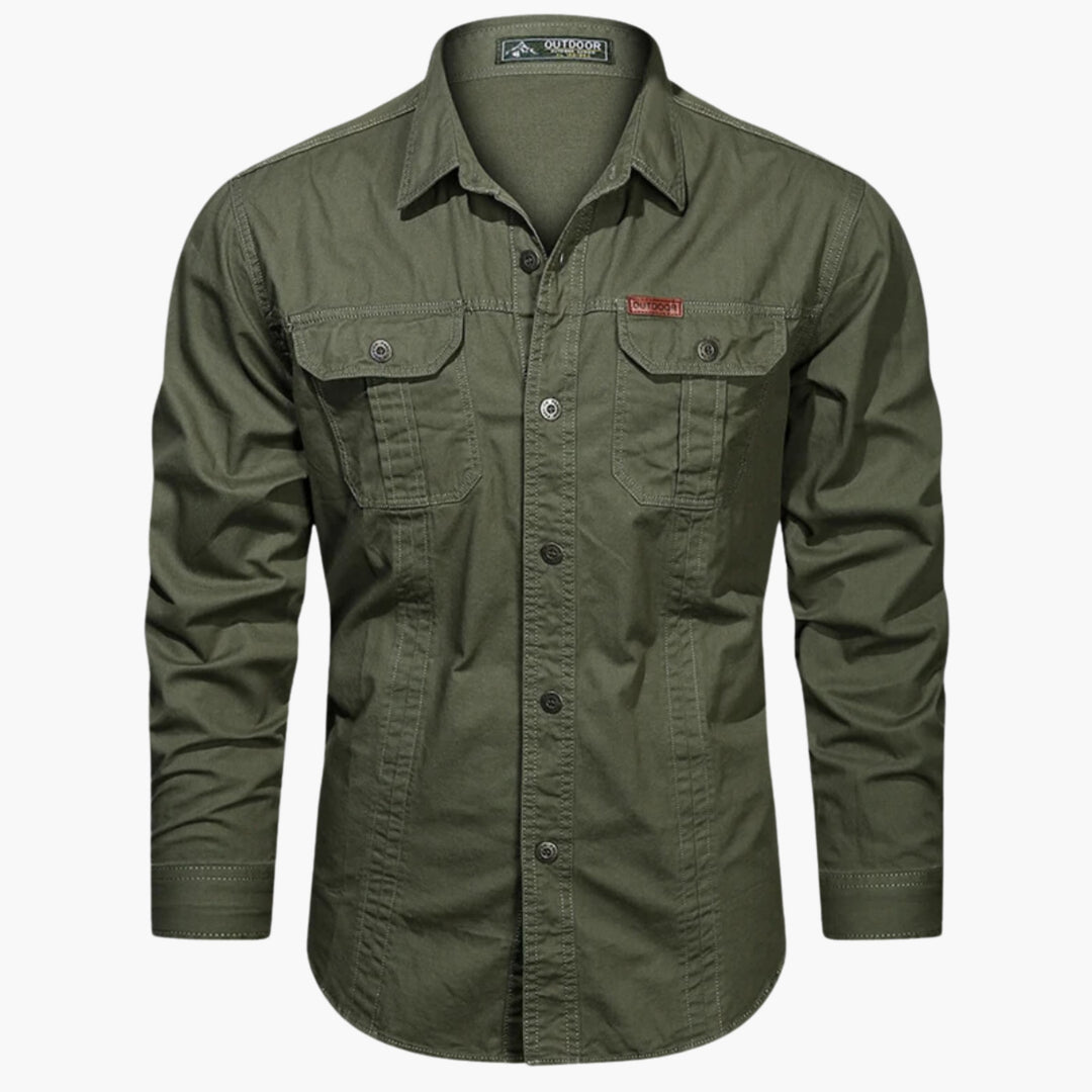 Heren utilityshirt met lange mouwen, comfortabel button-down casual overhemd, veelzijdig voor herenmode.