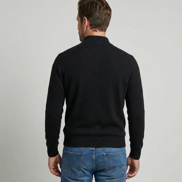 Comfortabele heren V-hals trui met rits, perfect voor een casual lente outfit. Zacht en veelzijdig.