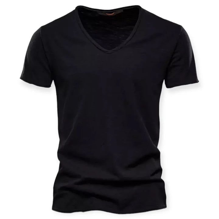 Heren V-hals T-shirt met ontspannen pasvorm, een comfortabel basic T-shirt voor elke dag.