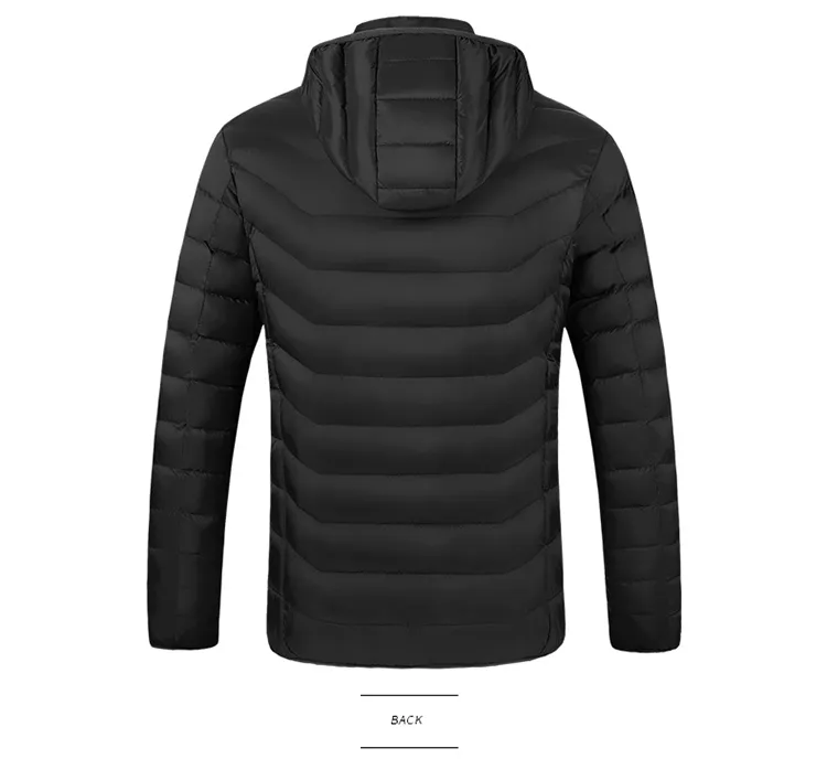 Heren verwarmde jas met slimme USB thermostaat voor optimale warmte in de winter.