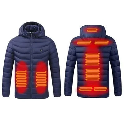 Essentiële heren verwarmde jas voor outdoor activiteiten, met aanpasbare USB warmte.