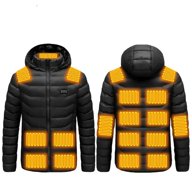 Slimme USB verwarmde herenjas, optimale temperatuurregeling voor een comfortabele winter.
