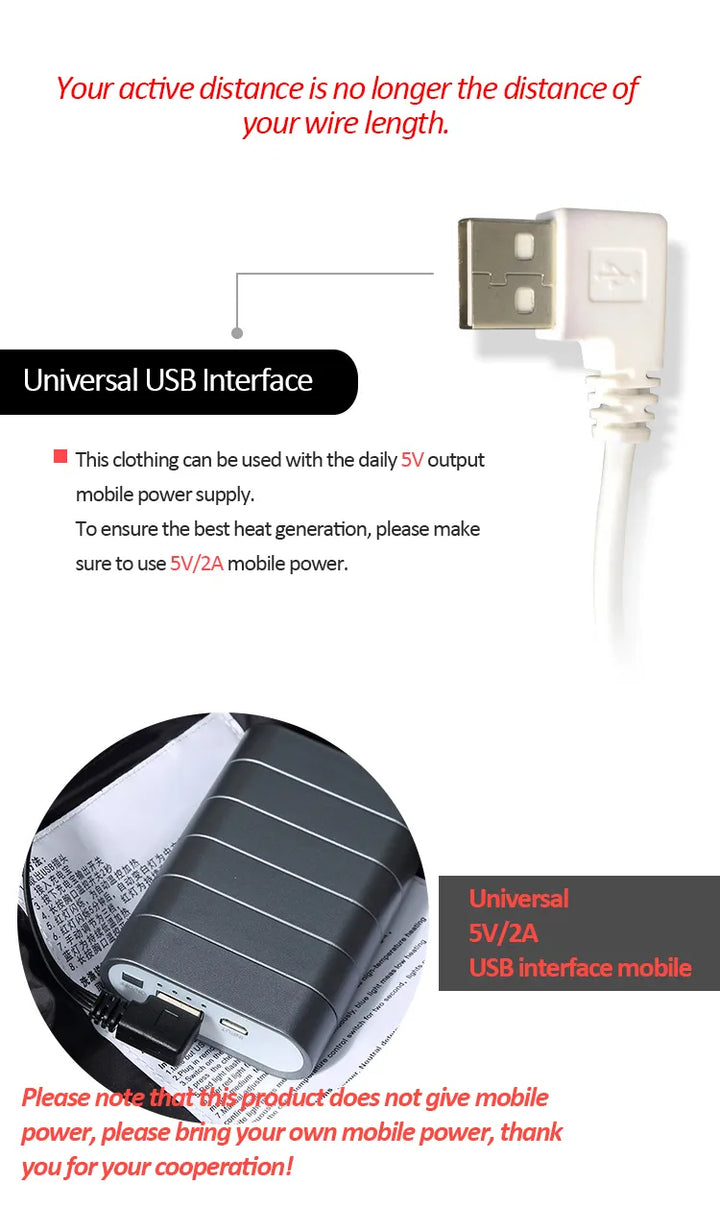 Warme herenjas met USB verwarming, perfect voor wandelen, vissen en andere outdoor sporten.