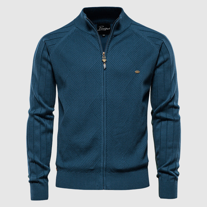 Stijlvol heren argyle vest met ritssluiting, moderne herenkleding voor een tijdloze, comfortabele look.