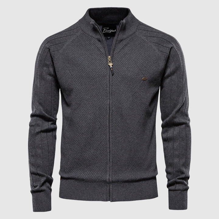 Modern herenvest met volledige ritssluiting, comfortabel en veelzijdig voor elke casual of smart-casual gelegenheid.