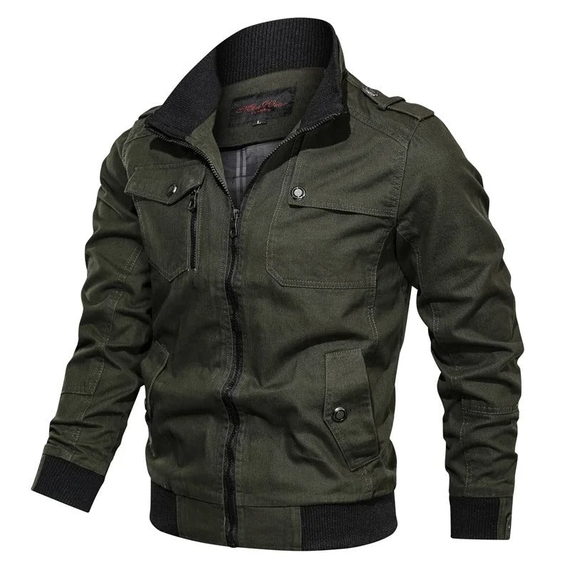 Stijlvolle heren zomerjas Vince met kraag en motorlook details. Modieus en comfortabel voor mannenmode.