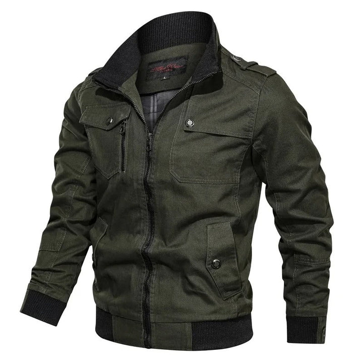 Stijlvolle heren zomerjas Vince met kraag en motorlook details. Modieus en comfortabel voor mannenmode.