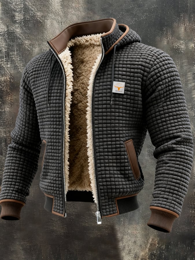 Heren Warme Gevoerde Winterjas in robuuste stijl, perfect voor koud weer en outdoor activiteiten.