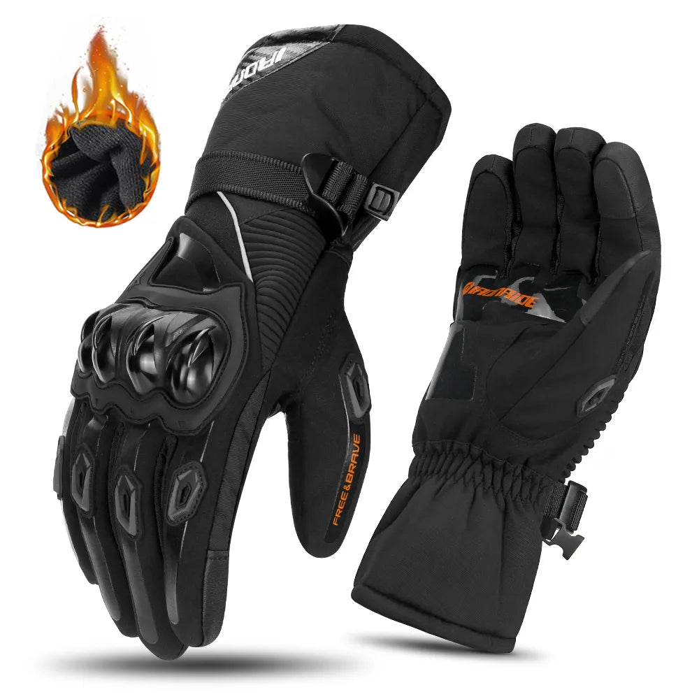 Heren waterdichte, geïsoleerde motorhandschoenen voor winter. Warm, antislip en touchscreen compatibel voor veilig motorrijden.