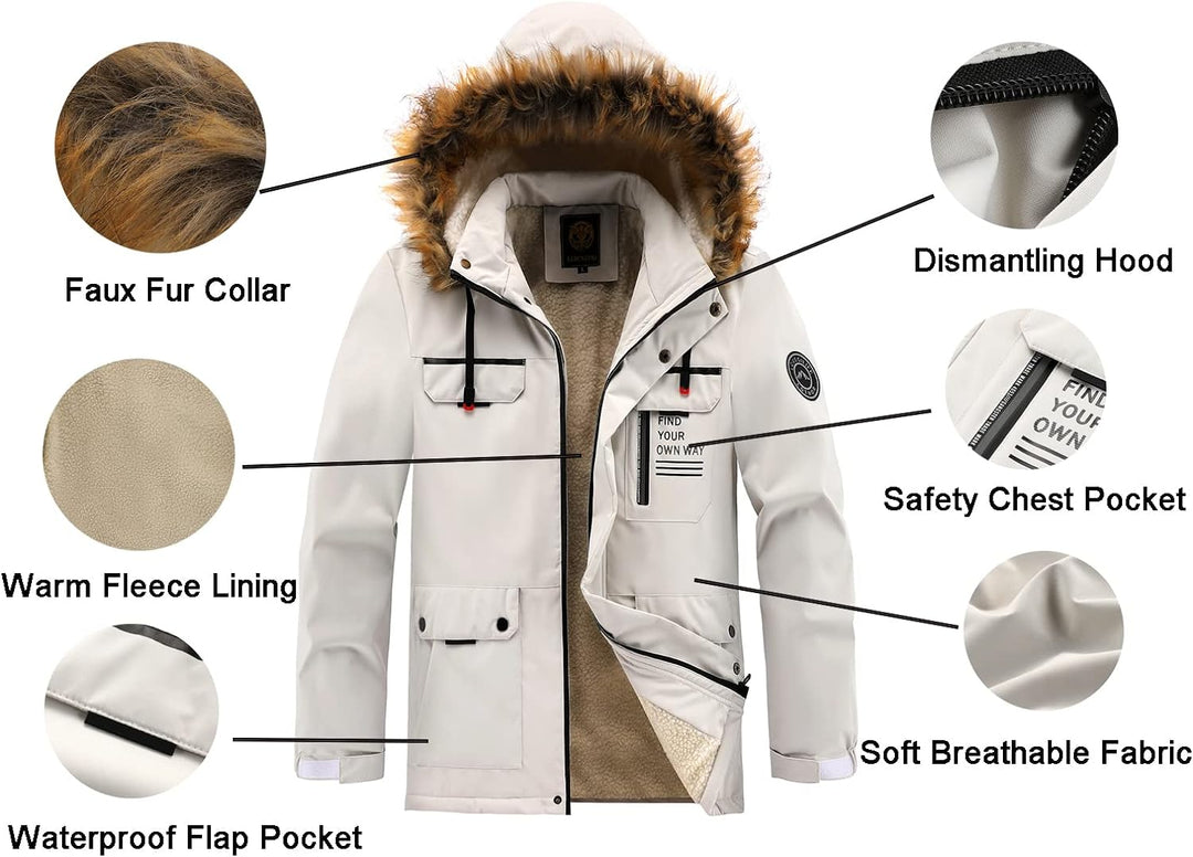 Comfortabele heren winterparka met zachte binnenvoering & capuchon.