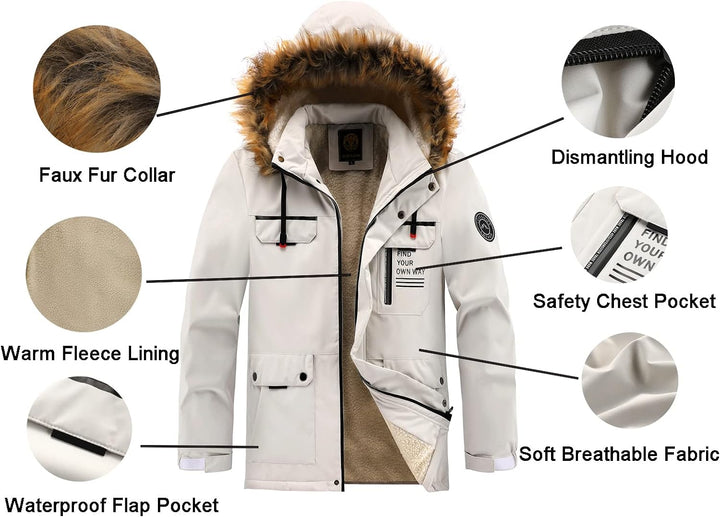 Comfortabele heren winterparka met zachte binnenvoering & capuchon.