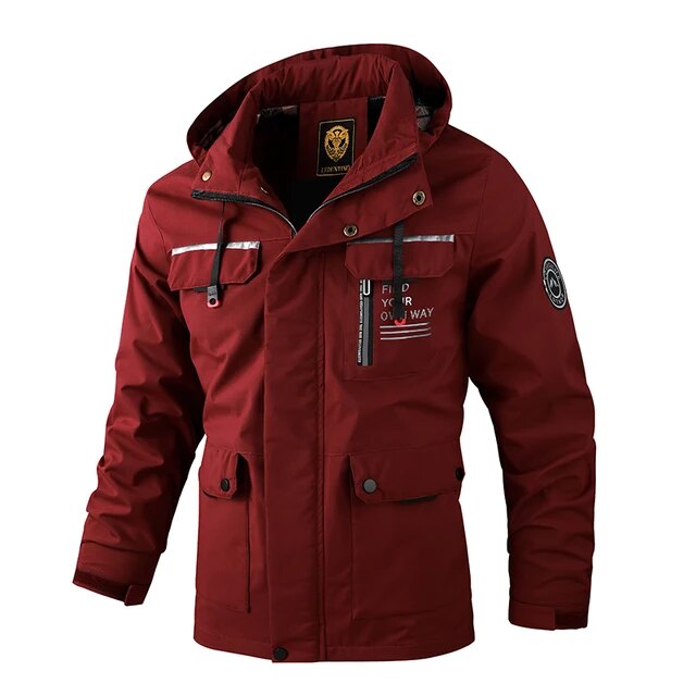 Moderne heren winterjas met verstelbare capuchon & warme zakken.
