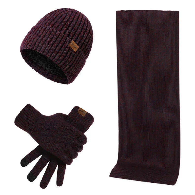 Veelzijdige heren winterset: warme muts, sjaal & handschoenen, ideaal voor elke koude dag, outdoor & fiets.