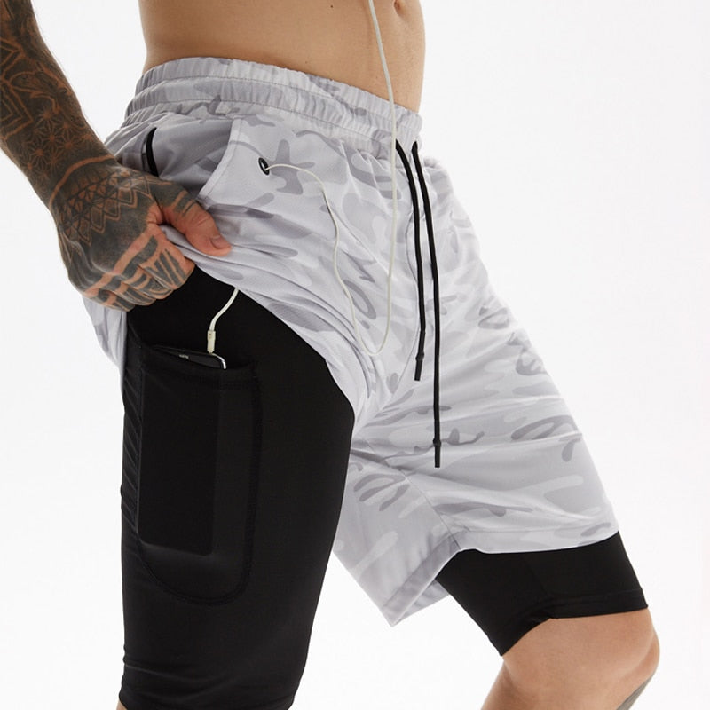 Ademende heren hardloopbroek met telefoonzak, geschikt voor intensieve trainingen.