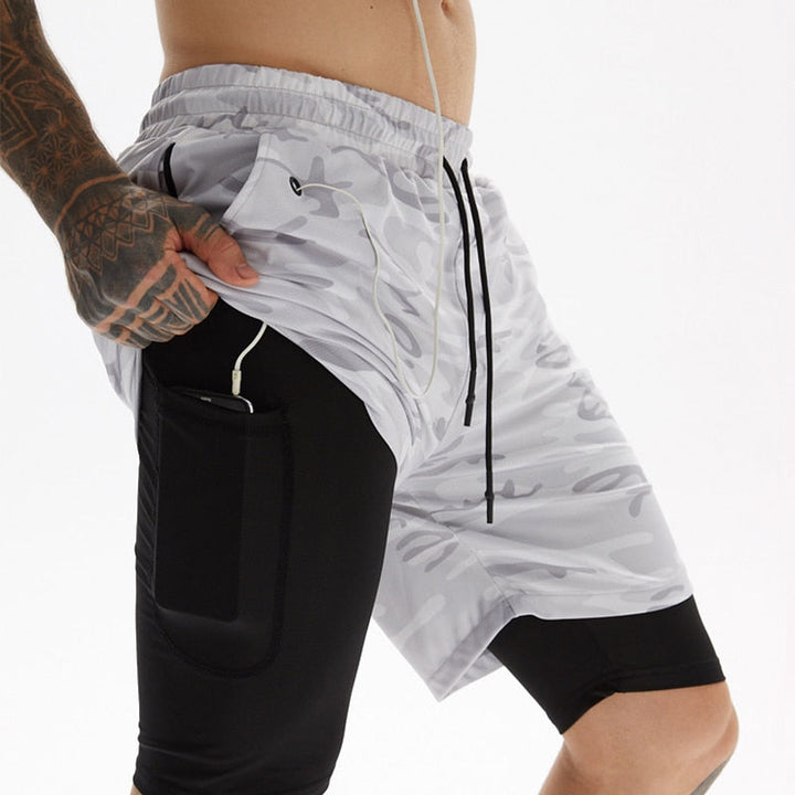 Ademende heren hardloopbroek met telefoonzak, geschikt voor intensieve trainingen.