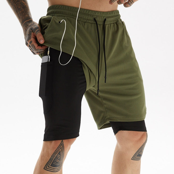 Detail van de telefoonzak op de heren X-Fit hardloopbroek.