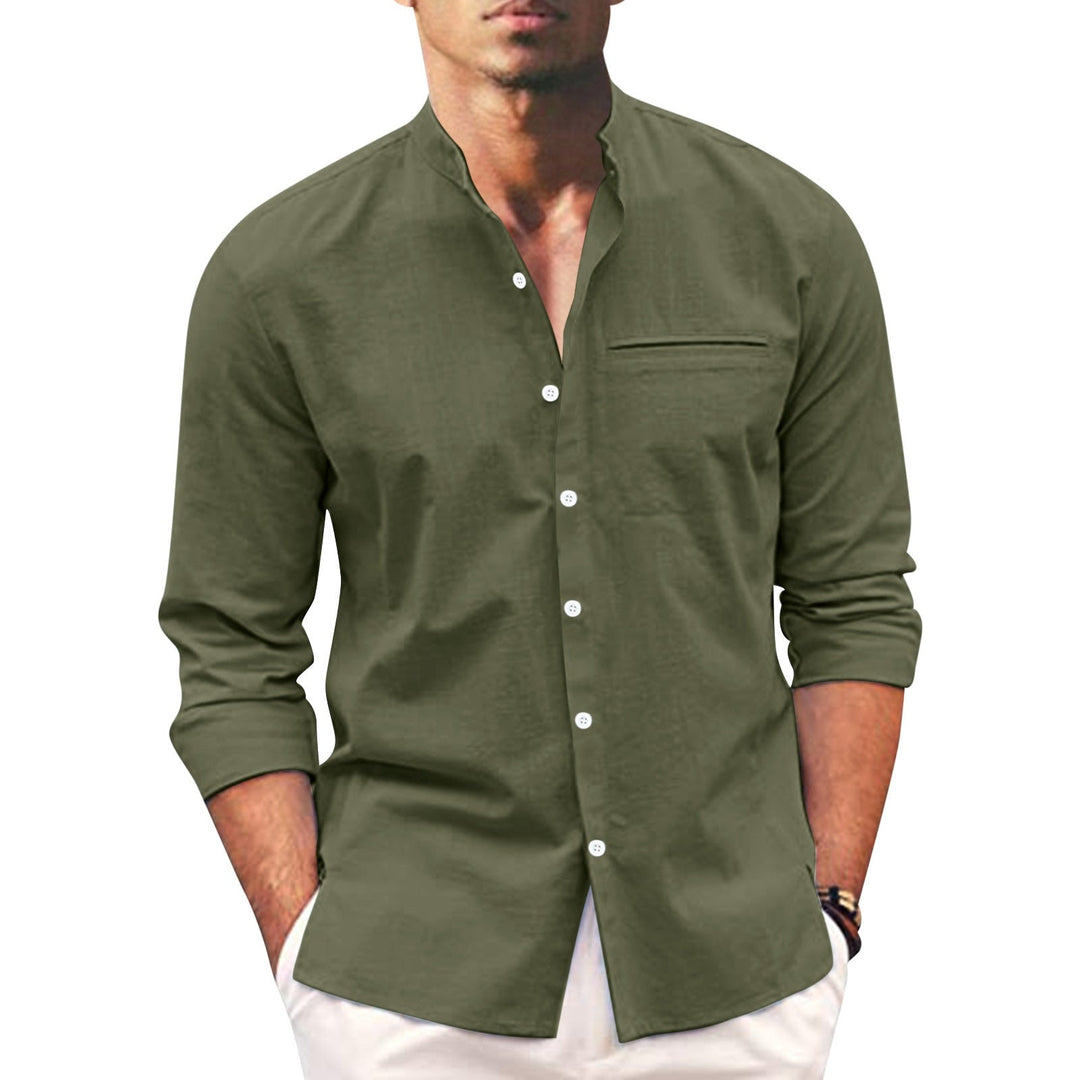 Casual heren button-down zomerhemd met lange mouwen en oversized pasvorm, perfect voor zomerse dagen en herenmode.