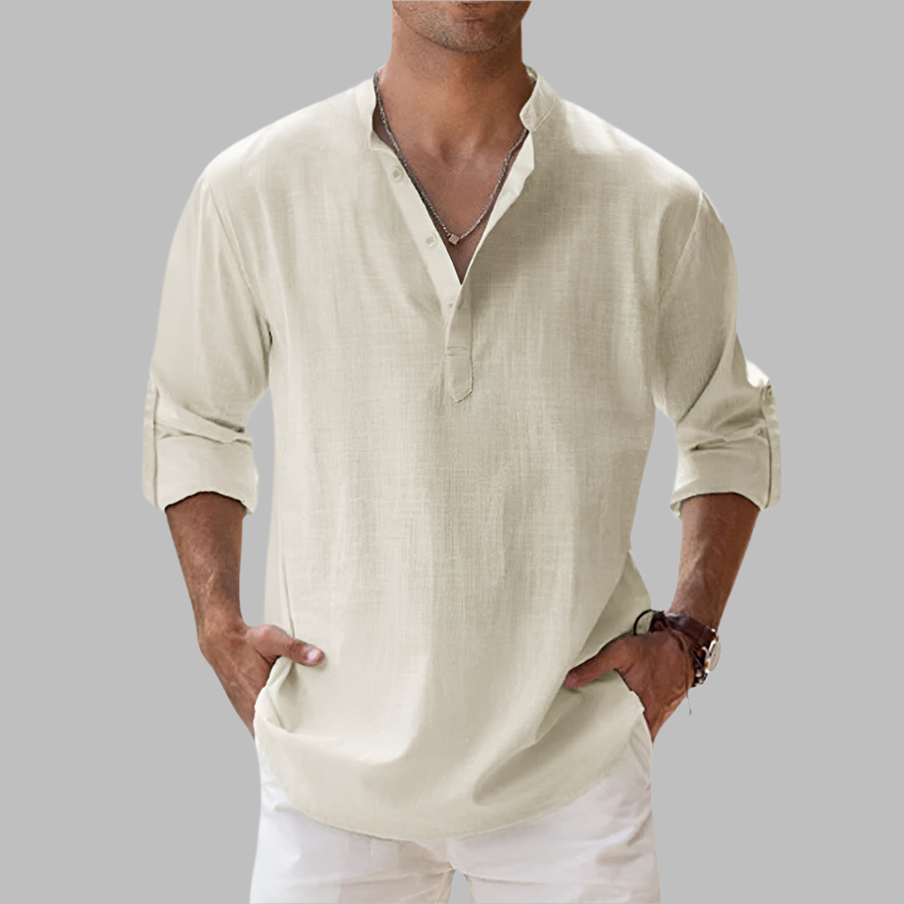 Comfortabel heren zomerhemd voor warme dagen. Stijlvolle relaxte pasvorm, perfect voor een casual strandlook.