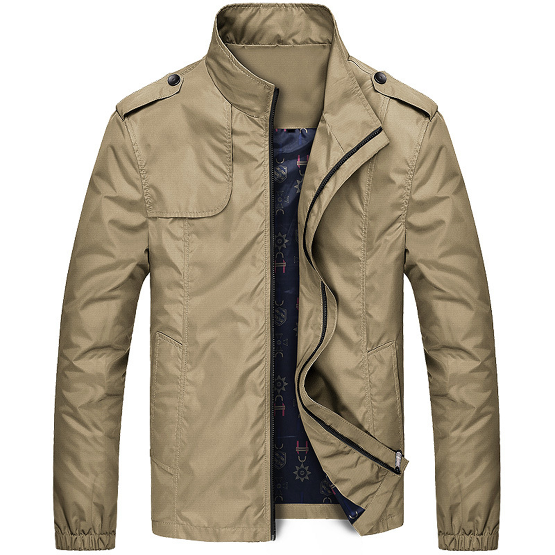 Heren zomerjas met stijlvolle opstaande kraag, perfect voor casual dagelijkse kleding. Lichtgewicht en modern.