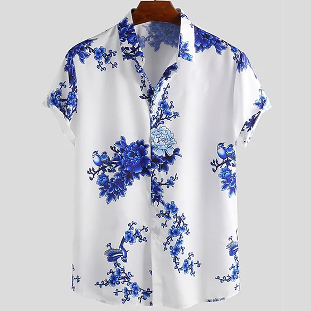 Fabrizio heren overhemd, korte mouwen, met trendy bloemenprint. Geschikt voor zomerse casual outfits en vakanties.