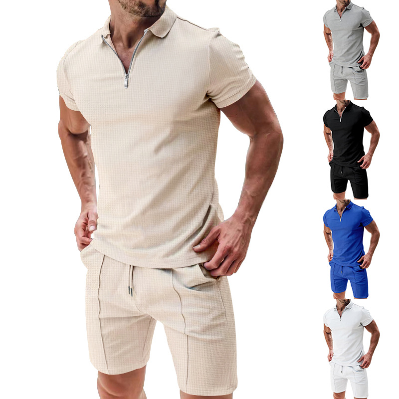 Heren zomerset Ruben: Stijlvol knoopoverhemd met korte mouwen en bijpassende korte broek voor casual dagen.
