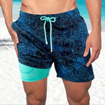 Marineblauw/Turquoise Palmbomen