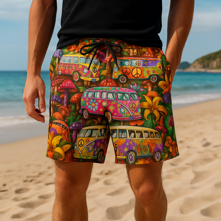 Heren zwemshort NovaBay met levendige graffiti print, perfect voor strand, zwembad en zomerkleding.