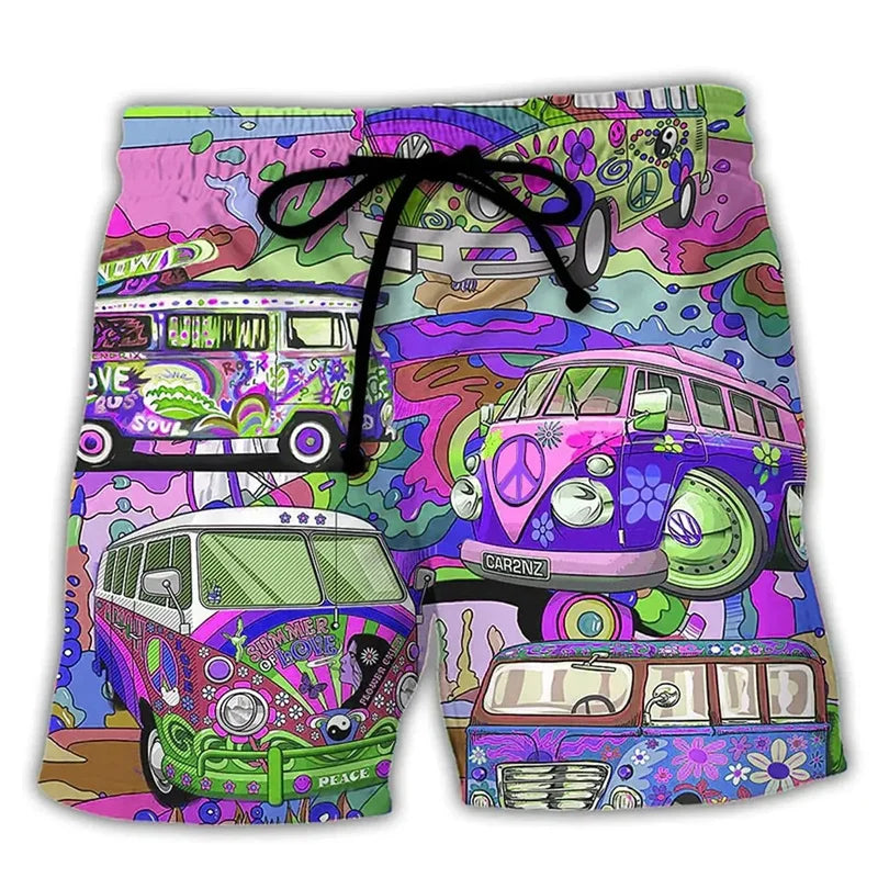 Gedetailleerde weergave van de urban graffiti print op een stijlvolle heren zwemshort NovaBay.