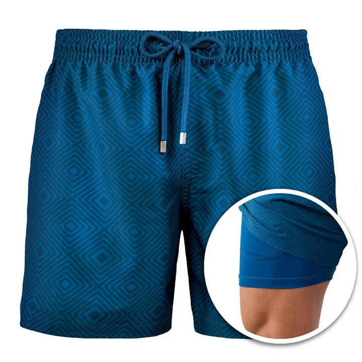 Heren zwemshorts Maurizio met geïntegreerde compressiebroek, sneldrogend, ideaal voor sport en strand.