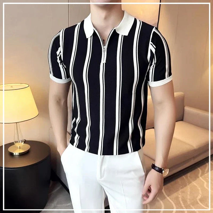 Herenpolo met korte mouwen en rits, ideaal voor een casual of smart casual zomerlook.