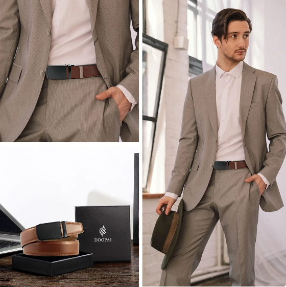 Luxe Eleganzio herenriem van duurzaam pu-leder met moderne automatische gesp.