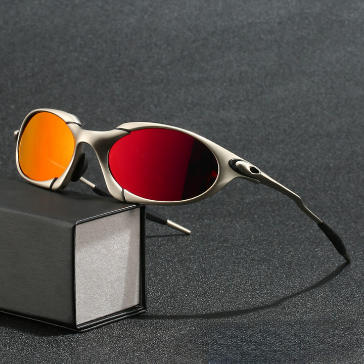 Gepolariseerde sport zonnebril voor heren, lichtgewicht en duurzaam titanium, optimale UV-bescherming.