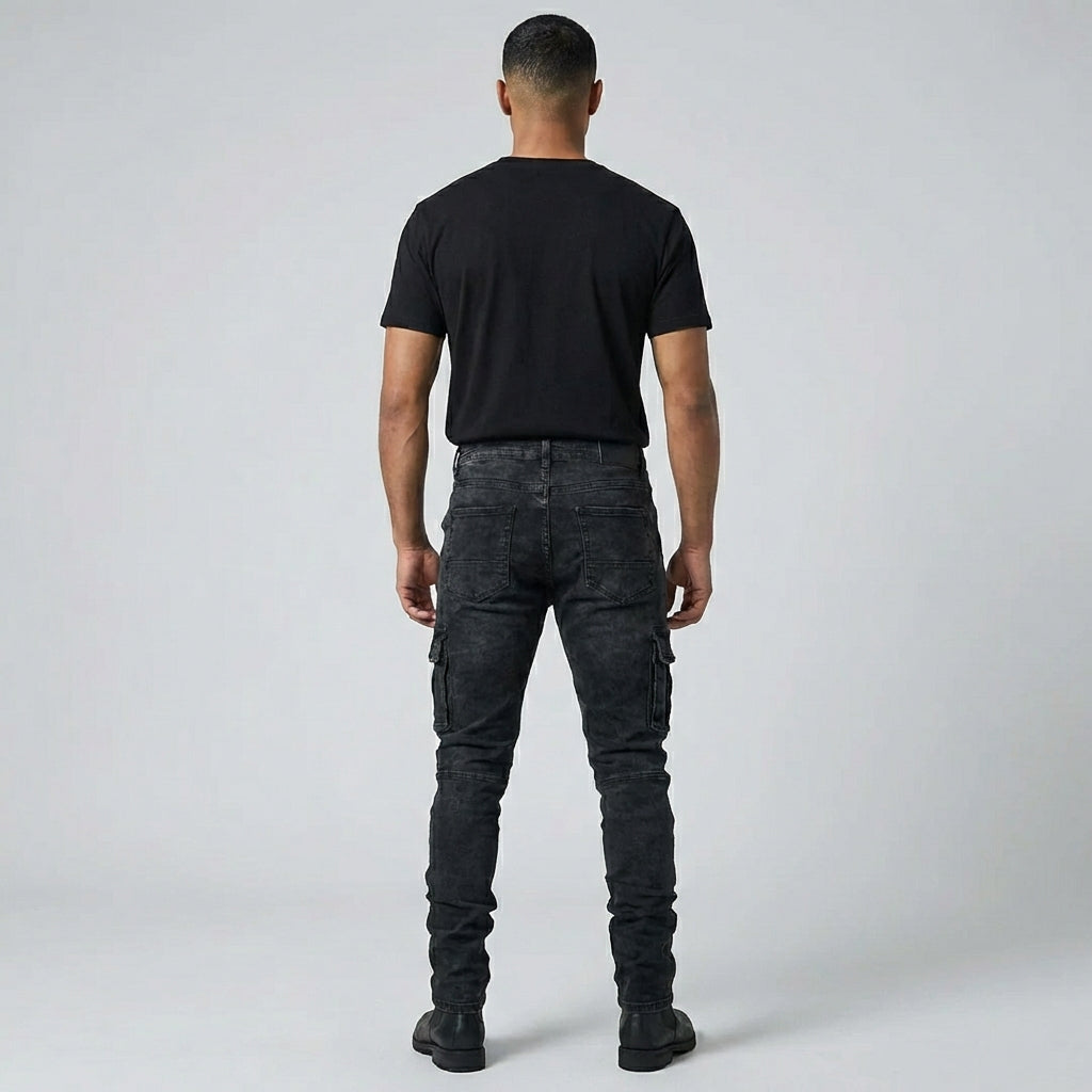 Zwarte slim fit Lucas stretch jeans voor heren. Stijlvolle en duurzame herenkleding met optimale flexibiliteit.