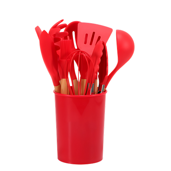 Complete kookset met hittebestendig siliconen kookgerei, duurzaam en bpa-vrij, onmisbaar voor modern koken.
