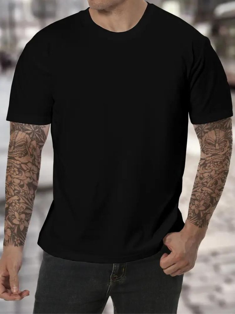 Comfortabel heren t-shirt met hoge kraag in basic design