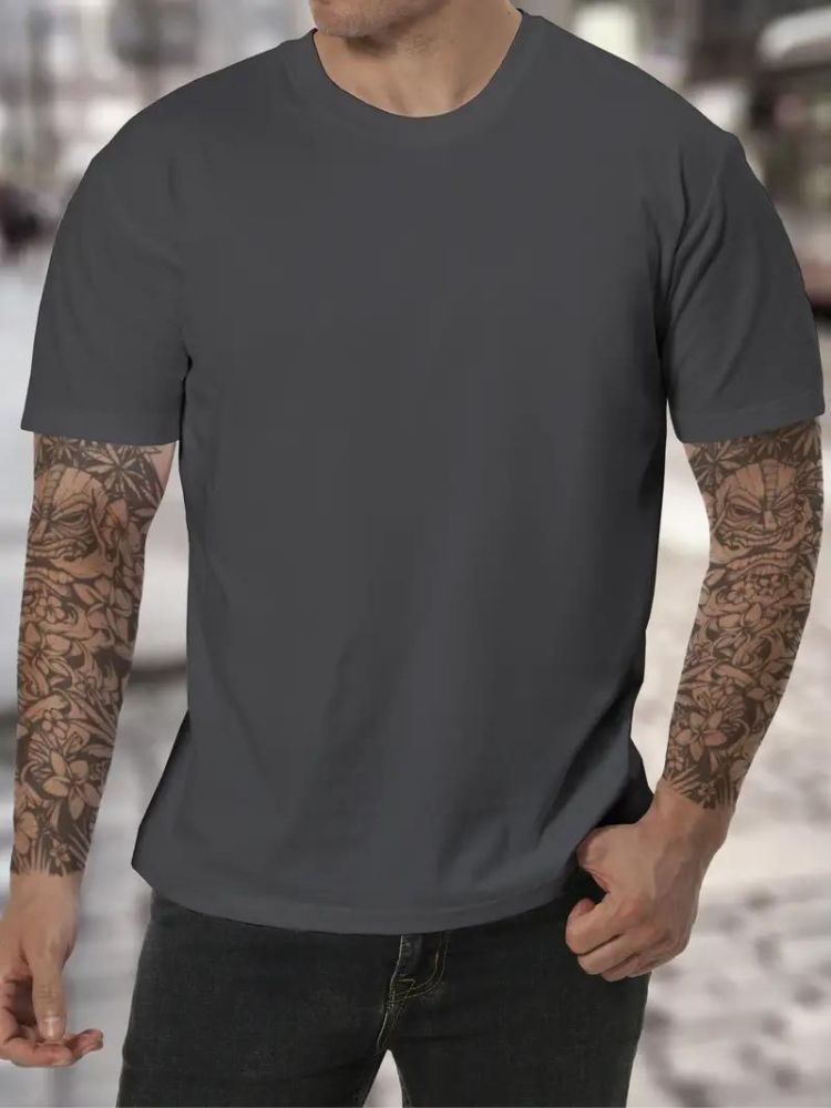 Zomer t-shirt voor heren met hoge hals en comfortabele pasvorm