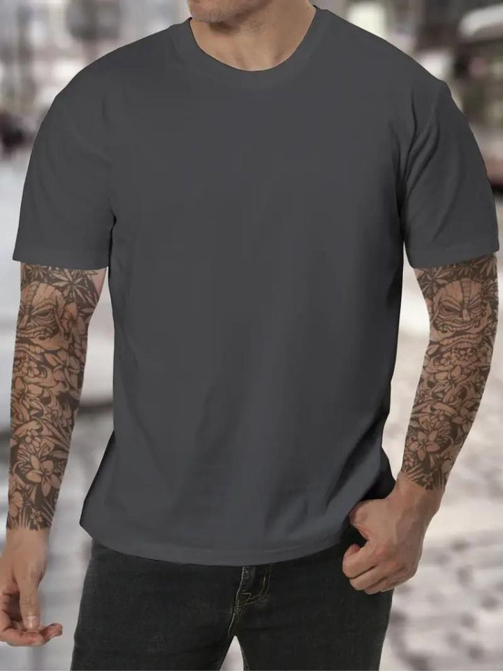 Zomer t-shirt voor heren met hoge hals en comfortabele pasvorm