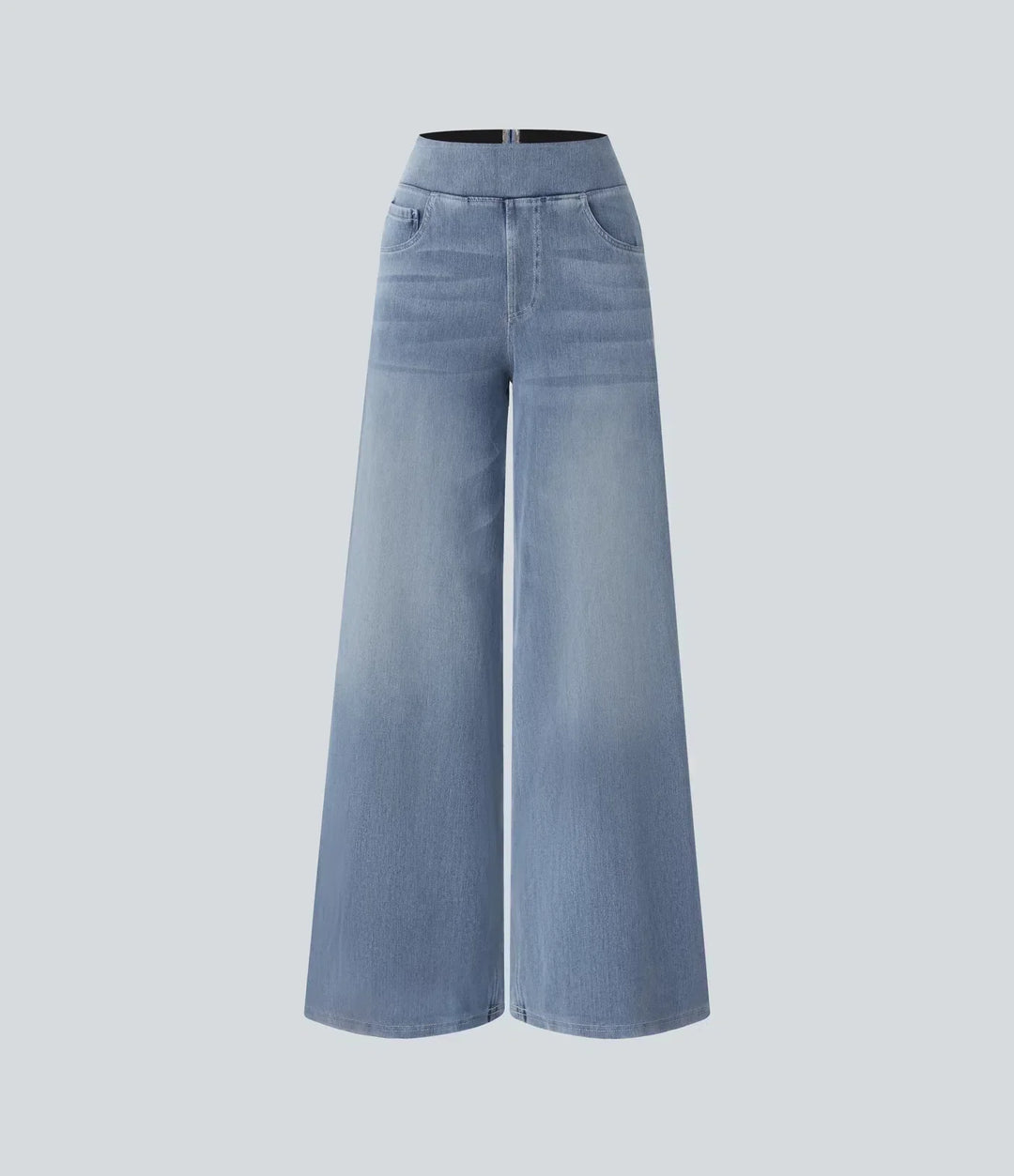 Stijlvolle donkerblauwe broek met hoge taille voor dames, elastische stretch, comfortabele pasvorm, perfect voor dagelijks gebruik.
