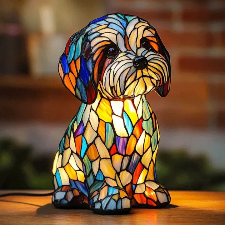Decoratieve hondenlamp Lumidog, handgemaakt cadeau voor hondenliefhebbers.