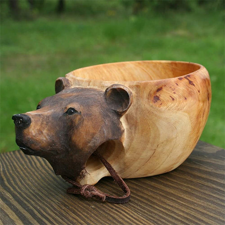 Handgemaakte houten mok van duurzaam natuurlijk hout, veelzijdig als koffie-, thee- of outdoor mok.