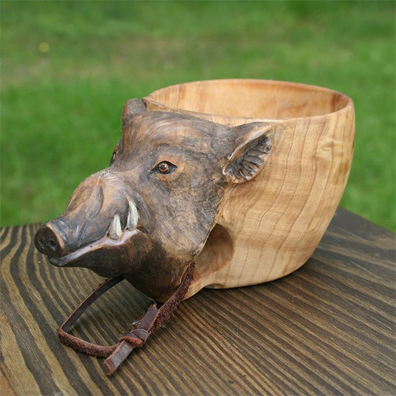 Natuurlijk houten dierenmok, handgemaakt en duurzaam, een perfect cadeau voor elke gelegenheid.