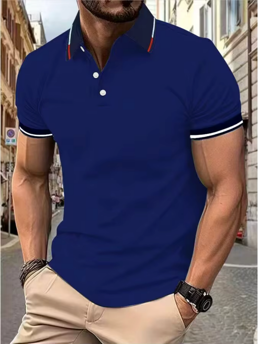 Stijlvol Hoymans heren polo shirt met korte mouwen, ideaal voor lente, zomer en dagelijkse kleding.